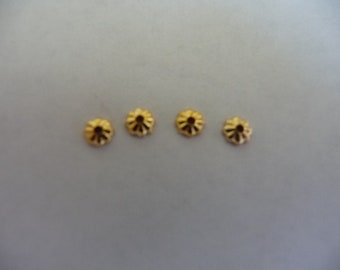 Bead cap, gold-plated brass, 3.5mm ribbed, Pack Of 18 bead caps.
