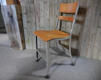 vintage wood school chair metal small kindergarten size