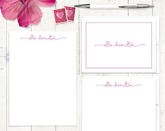 complete personalized stationery set - PERFECTLY CHARMING - personalized stationary set - note cards - notepad - girl stationery