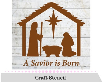 Nativity Stencil - Savior Stencil - Baby Jesus Stencil - Stencils - Craft Stencils - Art Stencils - Great for Wood, Walls and Shirts