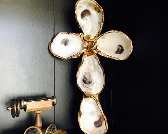 Gold Leafed Oyster Cross
