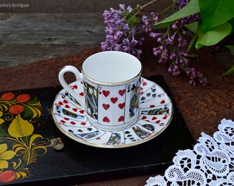 Vintage Elizabethan Staffordshire Fine Bone China England 'Cut For Coffee' Small Petite Espresso Coffee Cup&Matching Saucer English China