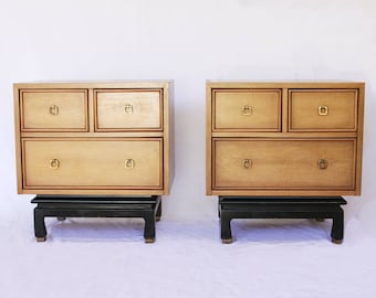 INVENTORY SALE! American of Martinsville Pair of Vintage Nightstands / Mid Century Nightstands / Chinoiserie / Side End Table