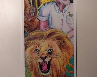Bookmark - David Attenborough Riding a Lion