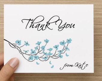 Bridal Shower Thank You Card. Personalized with dogwood branch. Multiple pack sizes available!