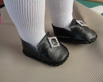 Black Colonial Rhinestone Buckle Doll Shoes -Fits 18 Inch Dolls - Fits American Girl and Boy Dolls