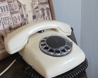 Retro Phone, White Rotary Telephone, Vintage Rotary Phone, Soviet Vintage Phone, Antique Home Phone, Made in USSR