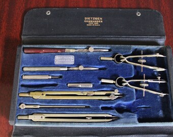 Vintage Drafting Kit, Dietzgen Commander Drafting Kit in Hard Case, Drafting Tools, Drafting Instruments, Architect Tools, Drawing Tools
