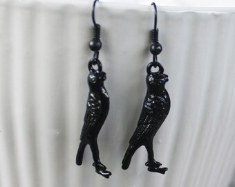 Raven Earrings - Black Bird Earrings, Crow Earrings, Bird Earrings, Goth Earrings, Haloween Earrings, Black Earrings
