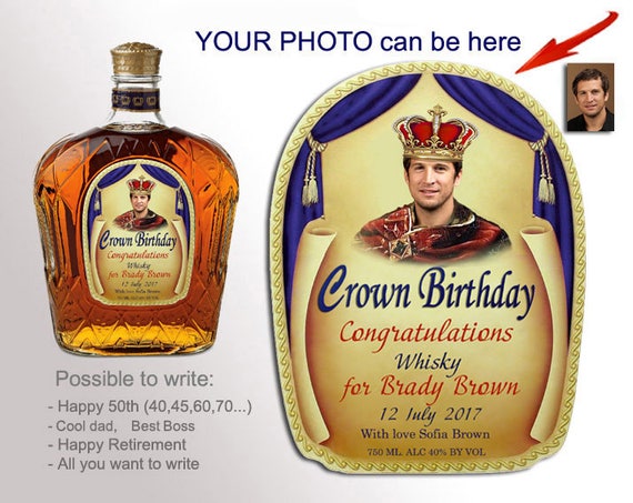 Crown Royal label for birthday Custom whiskey labels. Custom