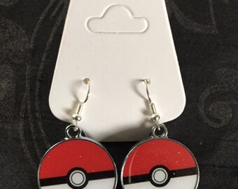 Silver Plated Nintendo Pokemon Pokeball Earrings