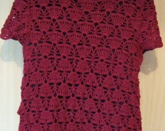 Short dress in wool Virgin Burgundy