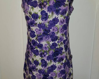 Vintage 1950s 1960s Purple Floral Dress
