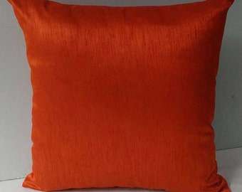 dark orange art silk pillow cover. Decorative orenge throw pillow cover on discount set of 2 pcs on offer. 16 x16 to 22 x22 inches