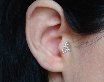 Tragus piercing earring, cartilage earring for pierced tragus, tragus earring for piercing, single earring, sterling silver tragus jewelry