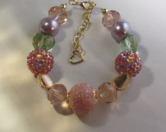 Green Speckles Heart Bracelet