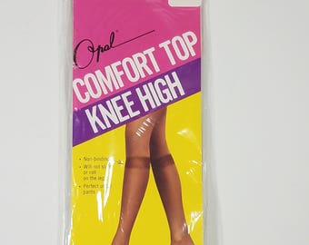 NIP Opal comfort top knee high pantyhose nylons stockings ladies Mystic Beige demi toe size 8.5-11