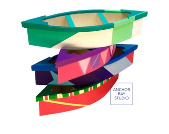 Small Wooden Canoe. Small Canoe Boat. Painted Wood Row Boat. Nautical Decor Boat. Wooden Row Boat Canoe.