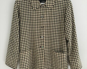 Vintage Joseph Monochrome Check Shirt / Jacket / Overcoat. Cool Boxy shape with Pocket detail. Size 10.