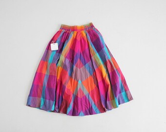rainbow plaid skirt | full plaid skirt | voluminous midi skirt