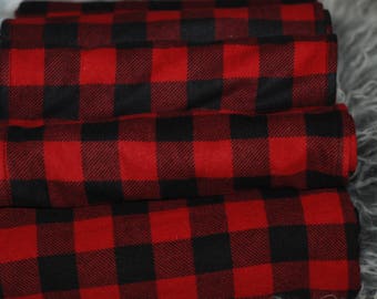 Red and Black Buffalo Plaid, Cotton Flannel Receiving Blanket, Lumberjack Baby