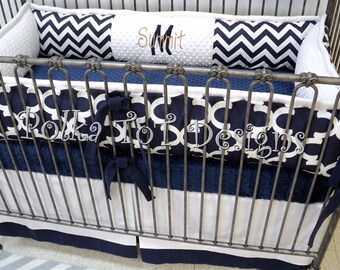 Navy & White Crib Set : Summit