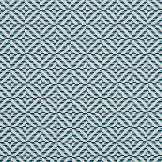 Navy Teal Upholstery Fabric Heavyweight Blue Geometric Home