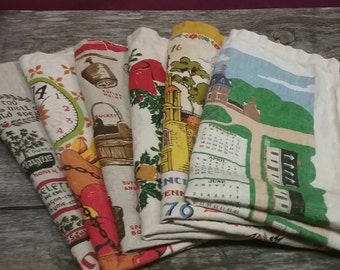 Vintage Linen Calendars, Set of 6