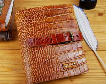 A5 Journal Gift Alligator Imitation Leather Notebook Gift for Him Gift for Her Personalized Journal Custom Leather 7x9 Journal TiVergy