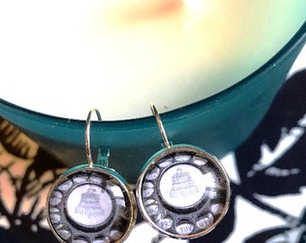 Rotary telephone cabochon earrings- 16mm