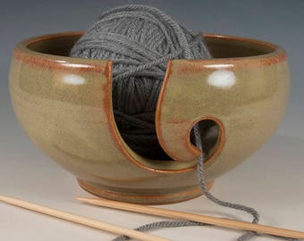 Yarn / Knitting Bowl - tan/brown glaze - Wheel Thrown Stoneware by Seiz Pottery
