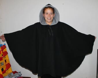 ON order Laura Poncho grey/black two-sided fleece