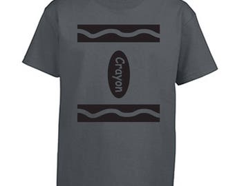 Youth Crayon Halloween Costume Shirt Kids Crayon Halloween Outfit MORE COLORS AVAILABLE Charcoal