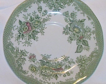 ORIENTAL / ASIATIC PHEASANTS - Saucer / Underplate - Multi-Green - Transferware / Toile - Enoch Wedgwood - Staffordshire, England