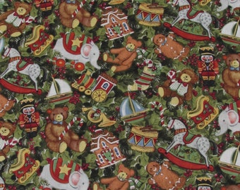 Packed Toys and Holly Christmas Fabric