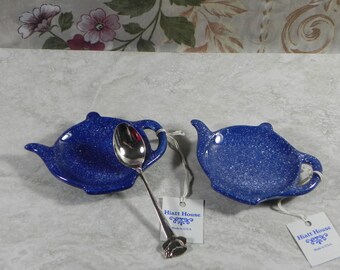 Tea bag Holders/ Shower Favor/Set of 2/ceramic/handmade/handpainted/ring holder/spoonrest/brillo holder