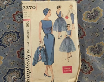 Simplicity vintage 50s dress and jacket pattern size 14, bust 34”