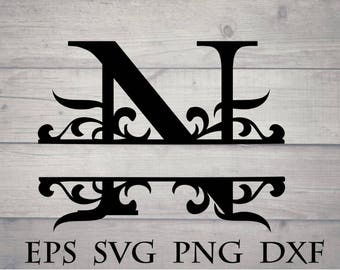 Split initial svg / split letter D monogram svg split