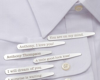 Secret Message Personalized Collar Stays Set of 3