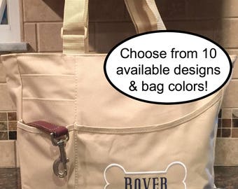 Puppy Tote - Dog Bag - Day Camp Bag - Puppy Tote - Dog Gift - Cat bag - Personalized Name Pet Travel Organizer Tote - Animal Tote