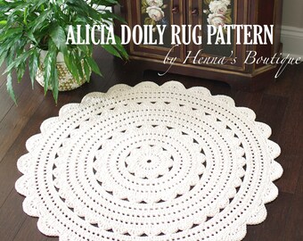 Crochet Doily Rug Pattern - "ALICIA" 35 inch rug - PDF