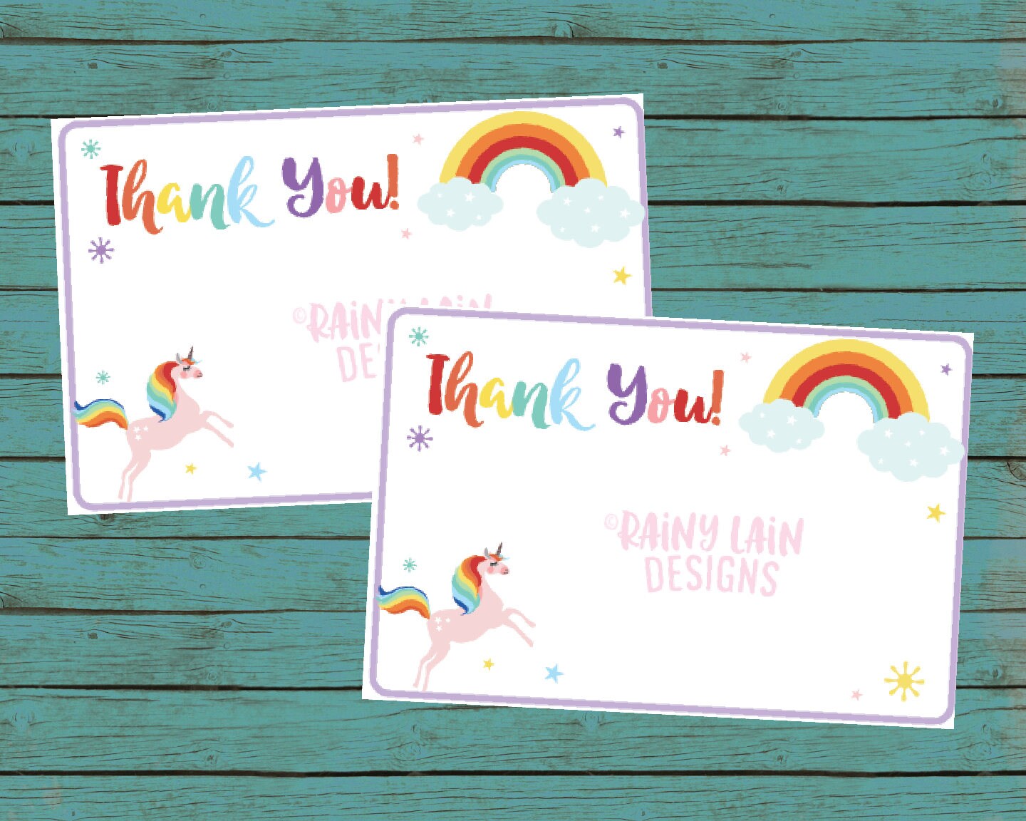 Unicorn Thank You Card Unicorn Thank You Note Printable