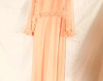 1960s | Vintage Dress| peach| sz 16
