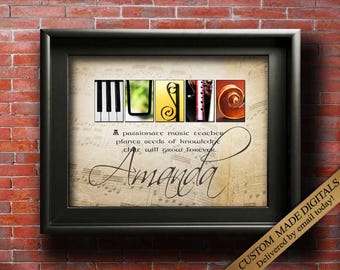 Music Teacher Gift Piano Teacher Gift Music Gift Guitar Teacher Violin teacher Band teacher Music Lover Gifts for Musicians Music Poster JPG
