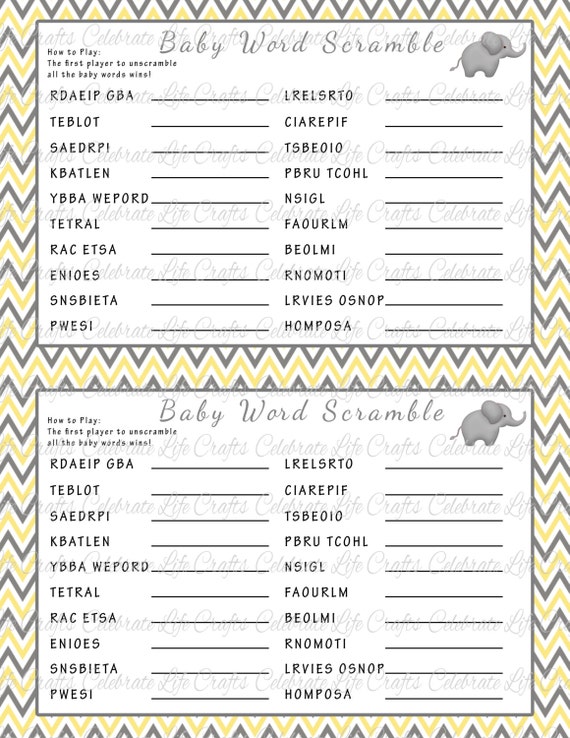 baby shower word scramble game printable baby shower games
