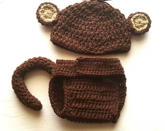 Baby Monkey Jungle Costume, Baby Monkey Outfit, Newborn Photo Prop, Baby Shower Gift, Gift For New Mom, Coming Home Outfit, Cake Smash,