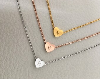 Initial Heart necklace heart necklace, Bridesmaid Gift, Holiday Gift, Birthday gift, Initial necklace,