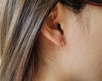 Honeycomb Hoop in Sterling Silver, 14kt Gold Filled, 14kt Rose Gold Filled - 20 gauge 11mm ID