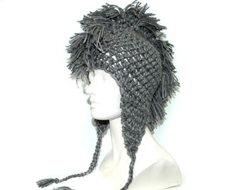 Grey Mohawk EarFlap Hat