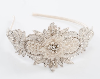 Iridia wedding headband, Bridal beaded headband, wedding headpiece, bridal headpiece, wedding beaded headpiece, bridal hair accessory